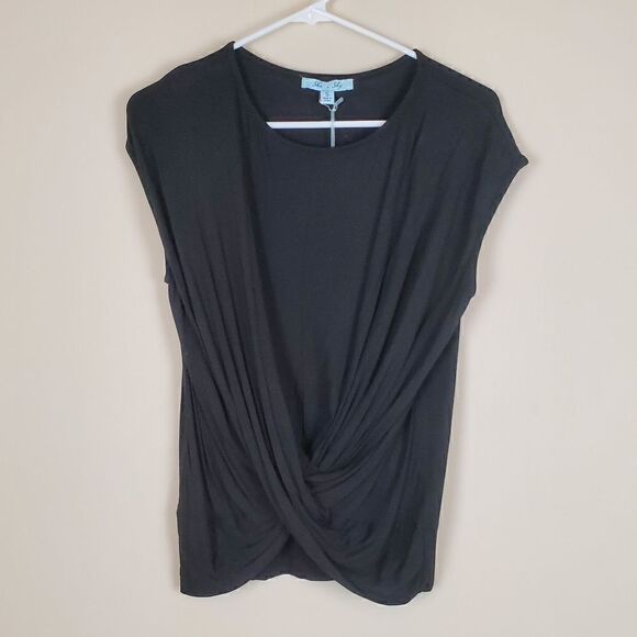 She & Sky Black Twist Front Blouse Size Small - Picture 1 of 7